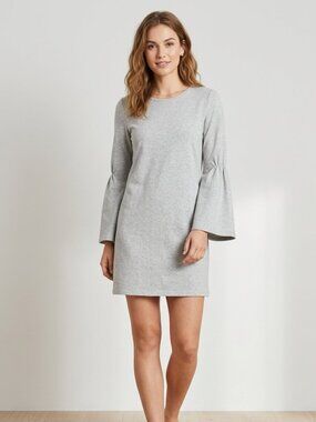 MEDIUM gray dress. CREMIEUX long sleeve mini dress with cinched sleeves. Comfy